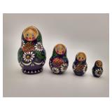 Blue Floral Nesting Dolls (missing 1 doll)
