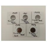 5 Indian head cents