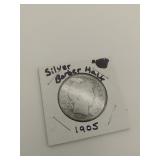 1905 silver barber half