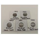 5 Indian head cents