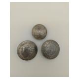 3 Silver Rosettes (from silver coins)