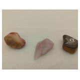 Fairburn agate, tiger eye, pink quartz