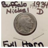 1934-D Buffalo Nickel Full Horn