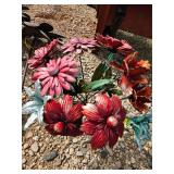 Group of colorful metal flowers