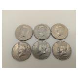 6 bicentennial half dollars