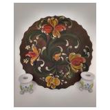 Wood plate & candle holder