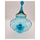 Blue Glass Container with lid