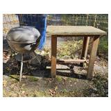 Weber BBQ Grill, Primitive Wood Table