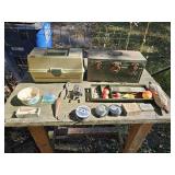 Vintage Tackle Box, Reel and Tackle