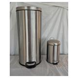 2 Stainless Steel Waste Baskets