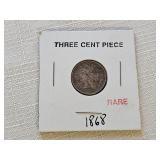 1868 Rare Three Cent Piece