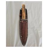 Vintage Hunting Knife with Leather Sheath