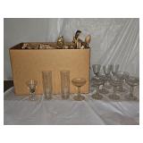 Large Box of Crystal and Etched Glasses