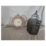 Copper Teapot Wall Clock, Metal Candle Holder