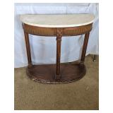 Mahogany Marble Top Half Moon Entryway Table