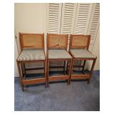 3 Cane Back Bar Stools