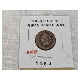 1860 Copper Nickel Indian Head Penny