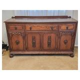 Antique Oak Jacobian Style Server Buffet