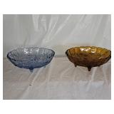 2 Indiana Glass Garland Pattern Footed Bowls