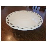 Open Lace Milk Glass Cake Stand