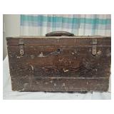 Antique Wood Tool Box with Tools