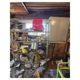 Metal Cabinet, Shelf and Contents