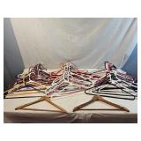 2 Vintage Wood Hangers, Asst. of Plastic Hangers