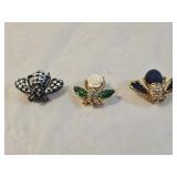 3 Joan Rivers Crystal Bee Brooches