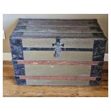 Antique Primitive Flat Top Steamer Trunk