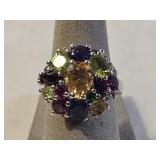 Sterling Silver Multi Color Gemstone Ring