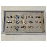 13 Fashion Rings and Tray