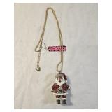 Betsey Johnson Rhinestone Santa Claus Necklace