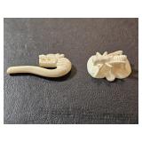 Miniature Bine Carved Grasshopper & Dragon Pipe