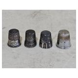 3 Sterling Silver, 1 Stainless Steel Thimbles