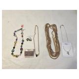 4 Fashion Necklaces, 2 Pair of Earrings