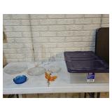 Tote of Glassware and Collectibles