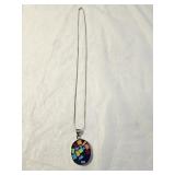 Sterling Silver Mosaic Pendant Necklace
