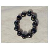 Sterling Silver Accented Faux Black Pearl Bracelet