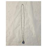 Sterling Silver Blue Topaz Pendant Necklace