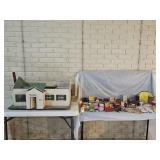Antique Wood Doll House and Furniture