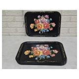 10 Vintage 1960s Tin Lithograph Floral Trays