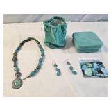 Sterling Silver Turquoise Necklace and Earrings