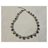 Sterling Silver? Blue Glass Stone Necklace
