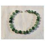 14K White Gold Green Agate Bracelet