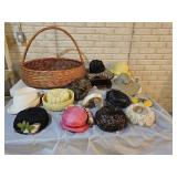 Large Assortment of Ladies Hats, Large Basket