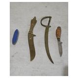 Vintage Letter Opener, Sword, Lighter and Knife
