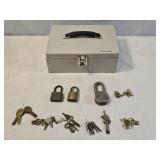 Vintage Locks, Keys and Locking Cash Box