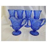 Fostoria Avon Cobalt Blue Goblets and Creamers