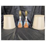 2 Vintage Germany Painted Porcelain Figural Lamps
