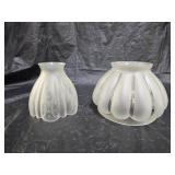 Antique Frosted Ribbed & Etched Glass Lamp Shades